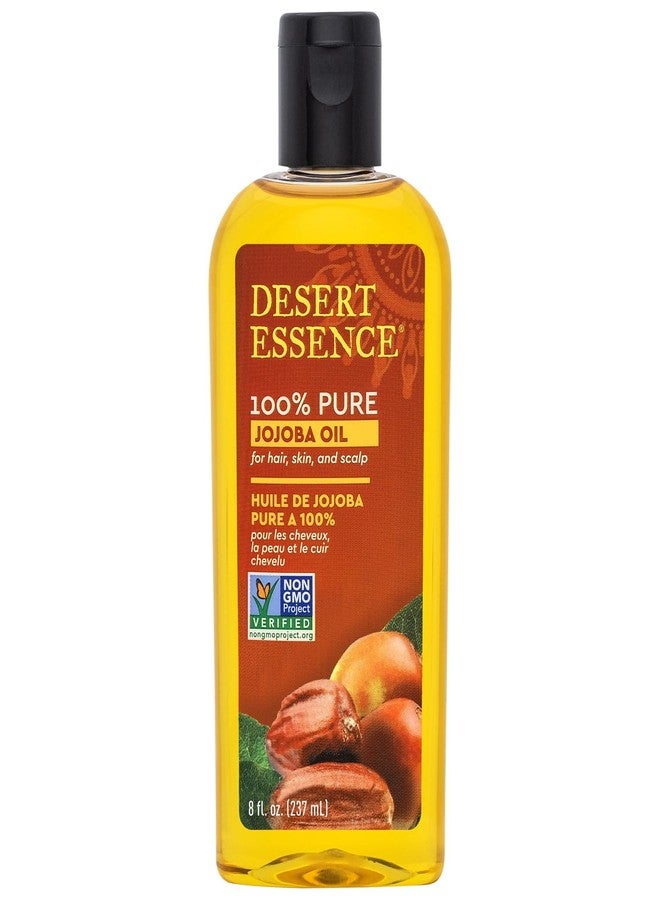 Desert Essence 100% Pure Jojoba Oil – 8 Fl Oz Moisturizer for Hair, Skin & Scalp | Makeup Remover & Aftershave Hydrator, Non-GMO, Vegan, Cold-Pressed, Anti-Flakiness & Non-Clogging Beauty Elixir - Image 1